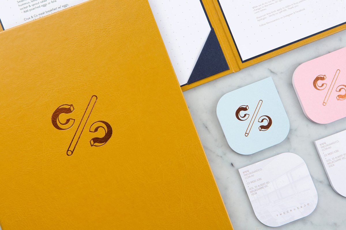 Crux & Co餐飲店品牌vi設計和logo設計——字母組合的標志設計，vi設計，餐飲vi設計，餐飲品牌vi設計，logo設計，品牌標識vi設計，品牌vi設計，品牌策劃，深圳vi設計，左右格局