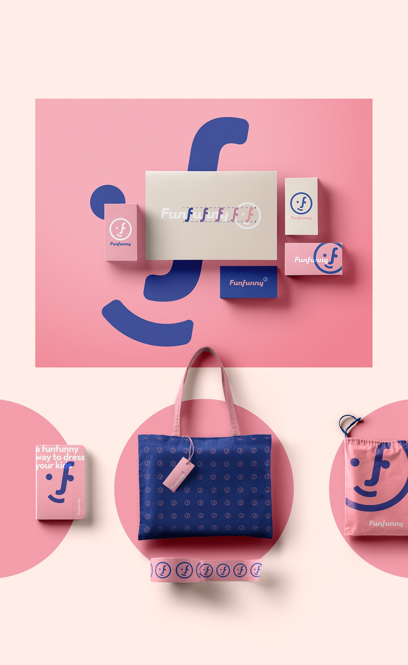 Funfunny兒童時裝品牌策劃和品牌logo設(shè)計案例，服裝VI設(shè)計，兒童時裝品牌設(shè)計，深圳品牌策劃，深圳VI設(shè)計，左右格局