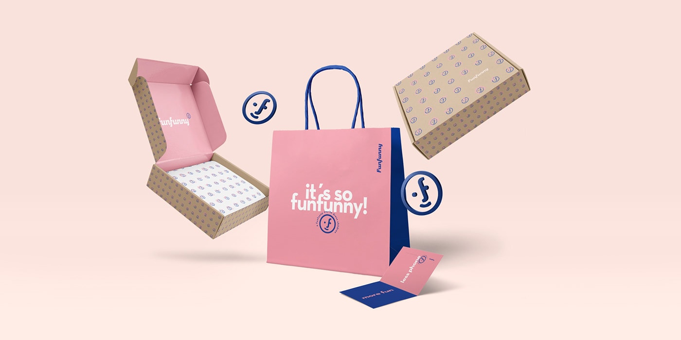 Funfunny兒童時裝品牌策劃和品牌logo設(shè)計案例，服裝VI設(shè)計，兒童時裝品牌設(shè)計，深圳品牌策劃，深圳VI設(shè)計，左右格局