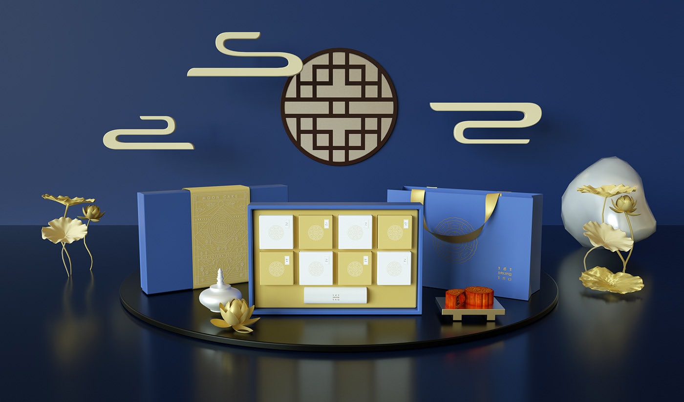 精品越南傳統(tǒng)月餅品牌VI設(shè)計——創(chuàng)意插畫包裝設(shè)計，食品VI設(shè)計，食品包裝設(shè)計，深圳VI設(shè)計，左右格局
