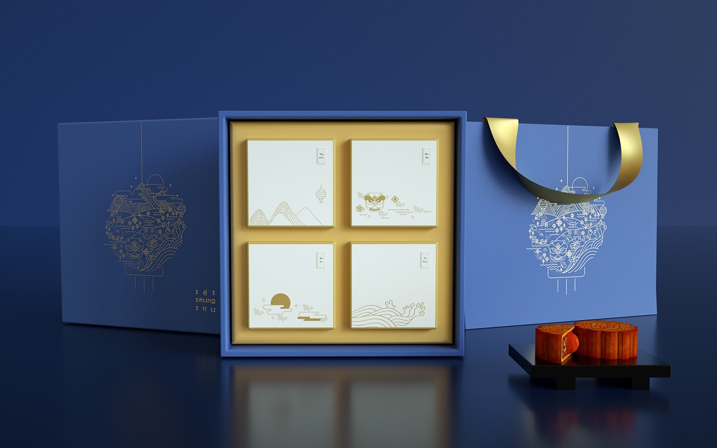 精品越南傳統(tǒng)月餅品牌VI設(shè)計——創(chuàng)意插畫包裝設(shè)計，食品VI設(shè)計，食品包裝設(shè)計，深圳VI設(shè)計，左右格局
