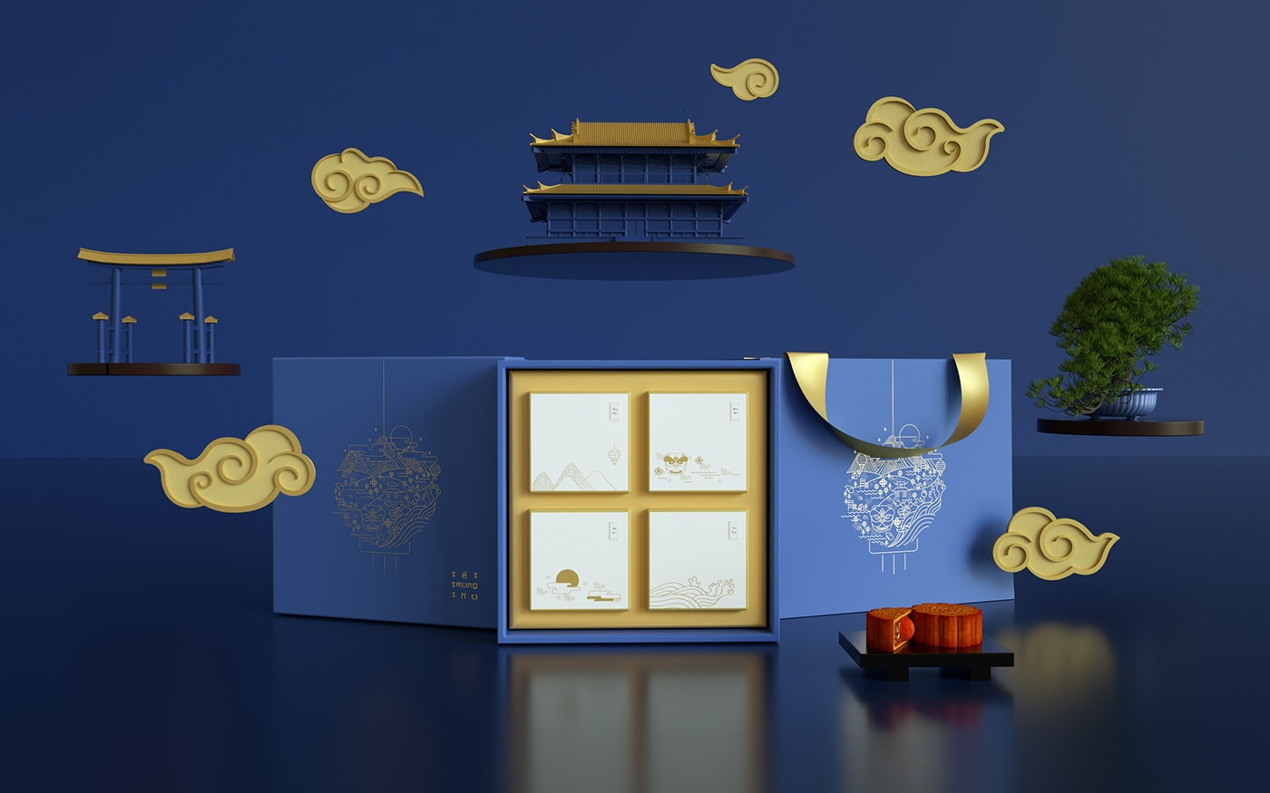 精品越南傳統(tǒng)月餅品牌VI設(shè)計——創(chuàng)意插畫包裝設(shè)計，食品VI設(shè)計，食品包裝設(shè)計，深圳VI設(shè)計，左右格局