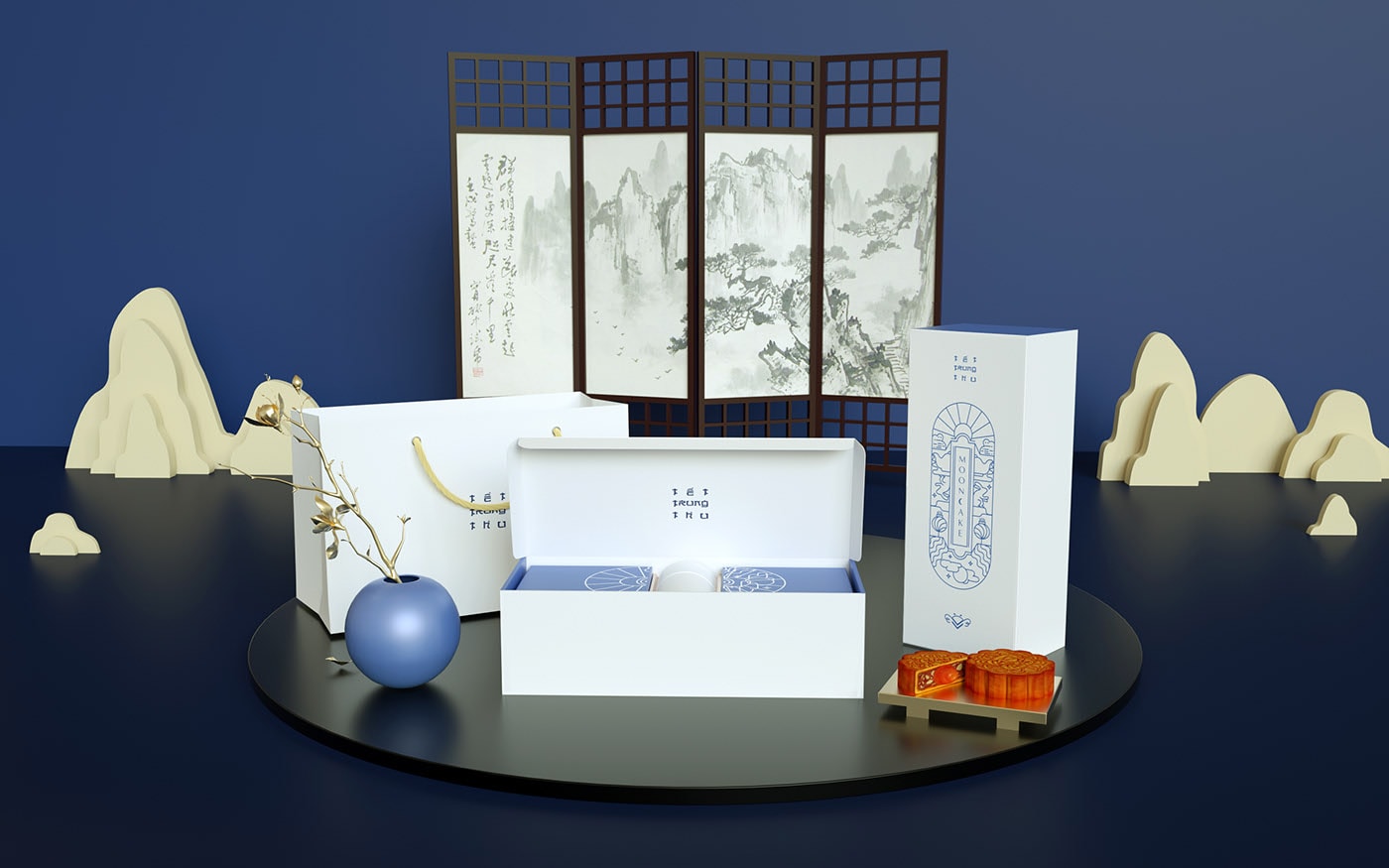 精品越南傳統(tǒng)月餅品牌VI設(shè)計——創(chuàng)意插畫包裝設(shè)計，食品VI設(shè)計，食品包裝設(shè)計，深圳VI設(shè)計，左右格局