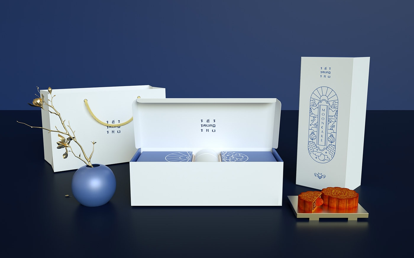 精品越南傳統(tǒng)月餅品牌VI設(shè)計——創(chuàng)意插畫包裝設(shè)計，食品VI設(shè)計，食品包裝設(shè)計，深圳VI設(shè)計，左右格局