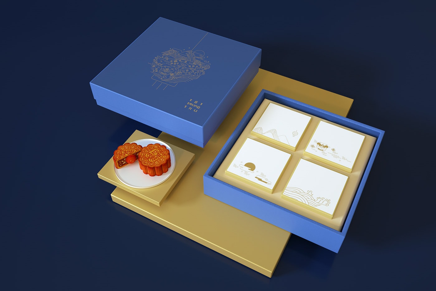精品越南傳統(tǒng)月餅品牌VI設(shè)計——創(chuàng)意插畫包裝設(shè)計，食品VI設(shè)計，食品包裝設(shè)計，深圳VI設(shè)計，左右格局